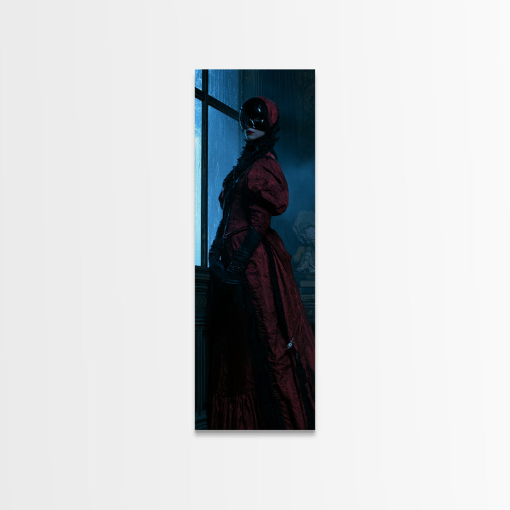 The Velvet Mask Specter, Victorian Phantom Portrait, Tall Narrow Canvas Print, Classic Halloween Decor, Canvas Print, Classic Monster Art