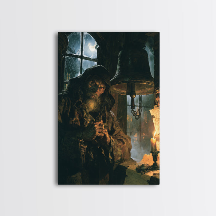 The Tower Bell Phantom, Victorian Phantom Portrait, Vertical Canvas Print, Gothic Home Decor, Spooky Season Decor, Classic Monster Art