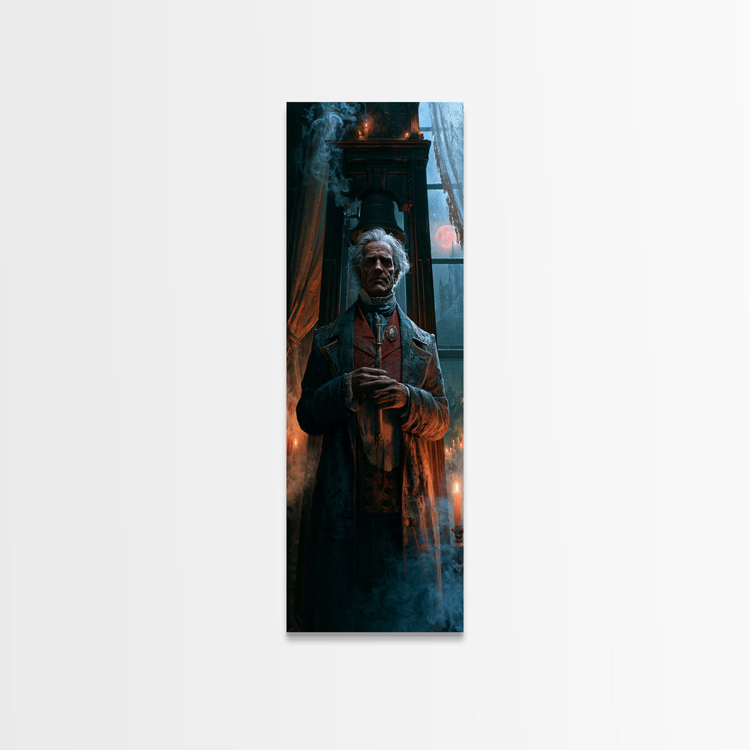 The Tower Bell Phantom, Victorian Phantom Portrait, Tall Narrow Canvas Print, Dark Academia Decor, Antique Horror Decor, Classic Monster Art
