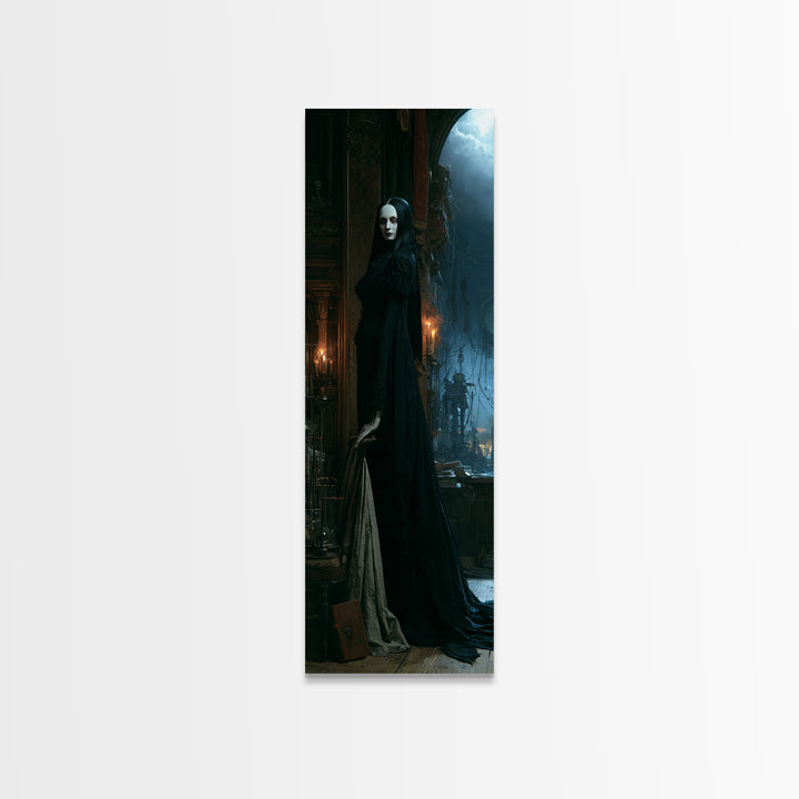 The Alabaster Creation, Victorian Monster Portrait, Tall Narrow Canvas Print, Gothic Home Decor, Gothic Wall Decor, Classic Monster Art