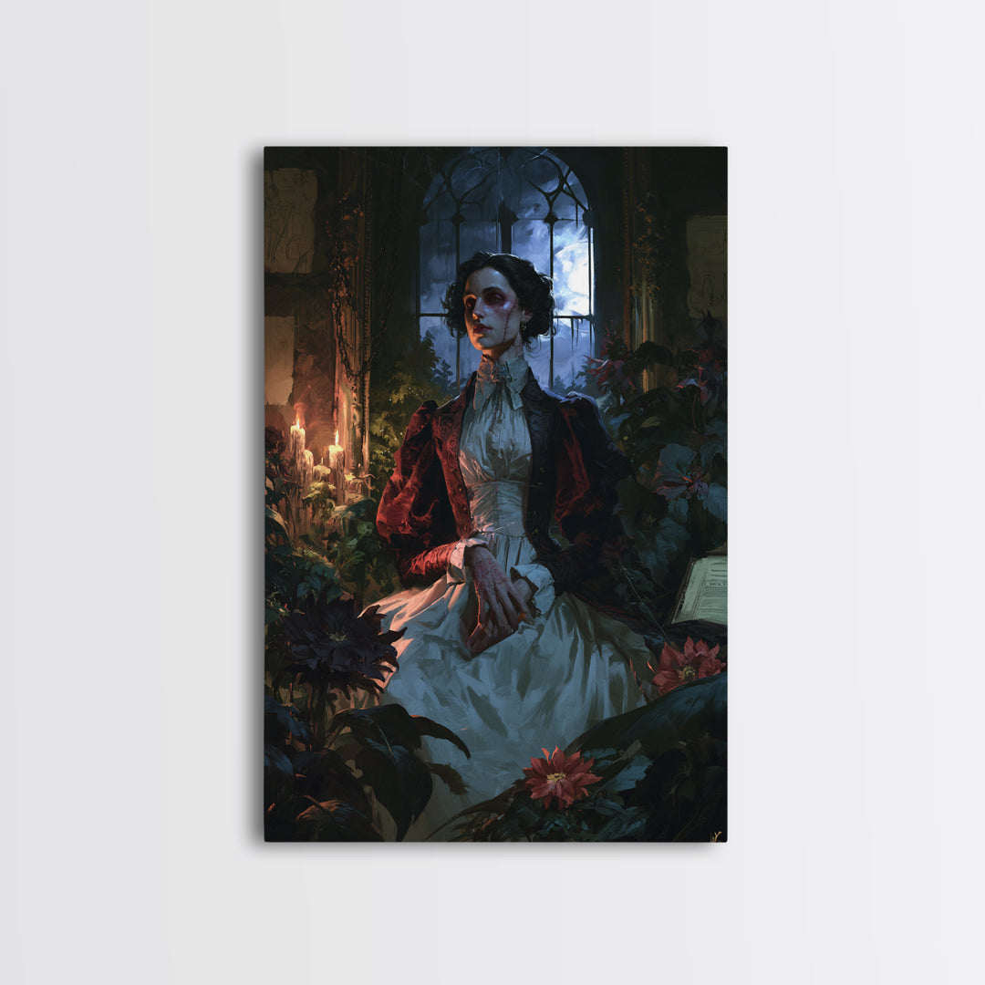 The Garden Experiment, Victorian Monster Portrait, Vertical Canvas Print, Macabre Home Decor, Antique Horror Decor, Classic Monster Art
