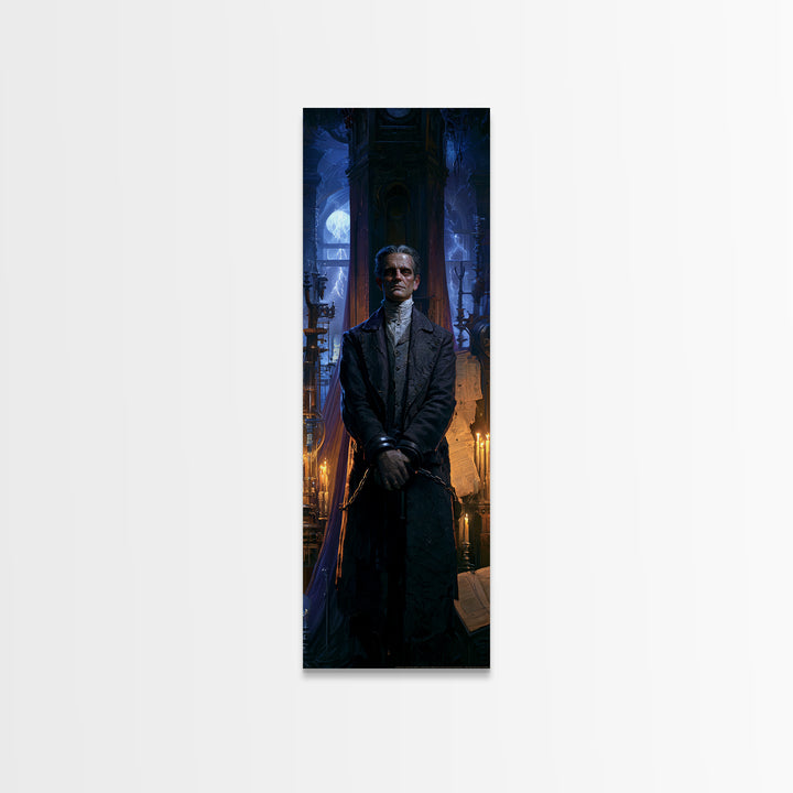 The Clocktower Patient, Victorian Monster Portrait, Tall Narrow Canvas Print, Antique Style Decor, Antique Horror Decor, Classic Monster Art