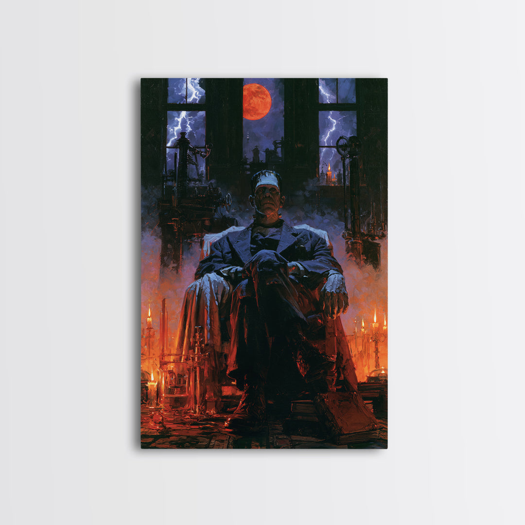The Manor House Colossus, Victorian Monster Portrait, Vertical Canvas Print, Antique Style Decor, Classic Monster Art