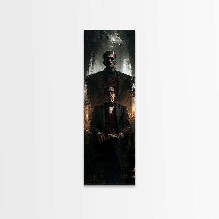 The Manor House Colossus, Victorian Monster Portrait, Tall Narrow Canvas Print, Macabre Home Decor, Classic Monster Art