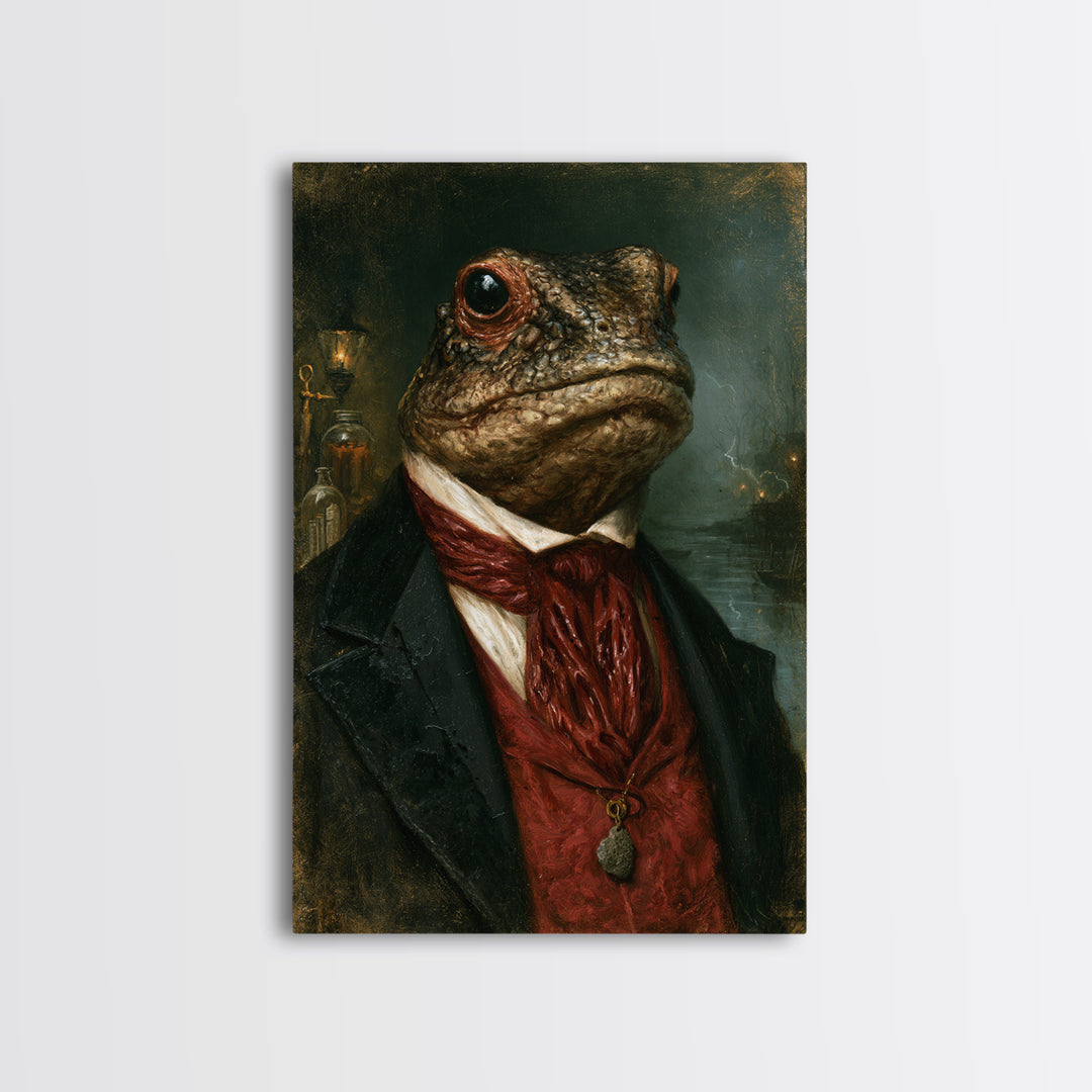The Marsh Gentleman, Victorian Creature Portrait, Vertical Canvas Print, Gothic Home Decor, Antique Horror Decor, Classic Monster Art