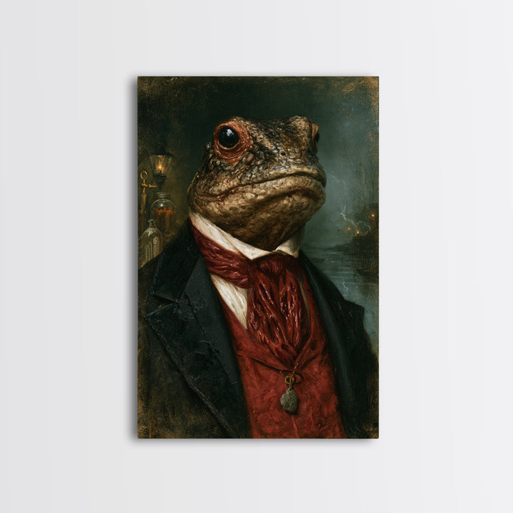 The Marsh Gentleman, Victorian Creature Portrait, Vertical Canvas Print, Gothic Home Decor, Antique Horror Decor, Classic Monster Art