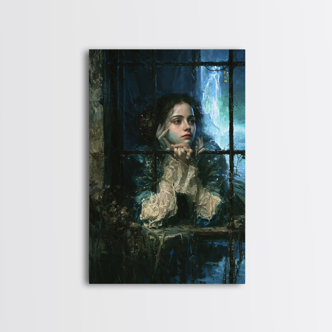 The Lagoon Bride, Victorian Creature Portrait, Vertical Canvas Print, Antique Style Decor, Gothic Wall Decor, Classic Monster Art