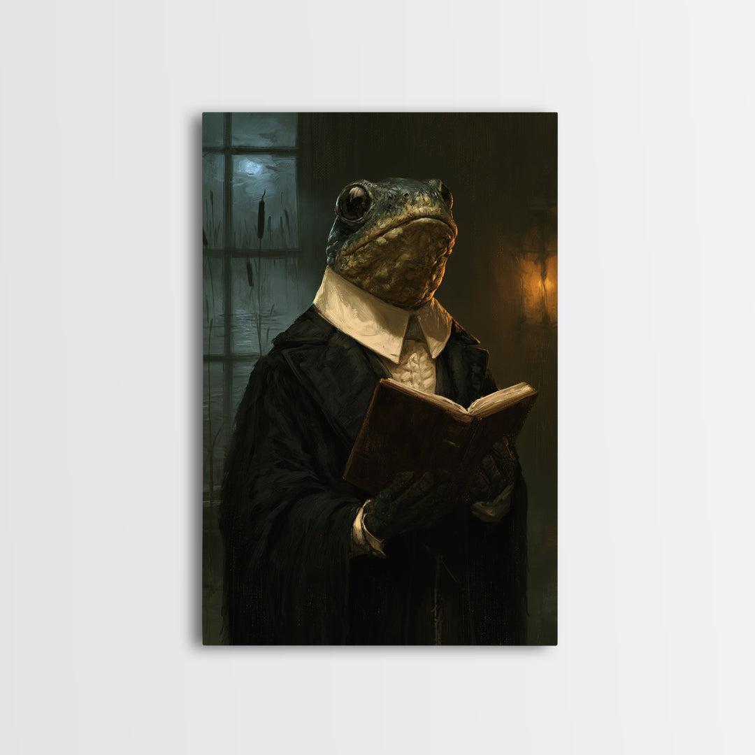 The River Chapel Creature, Victorian Creature Portrait, Vertical Canvas Print, Classic Halloween Decor, Classic Monster Art