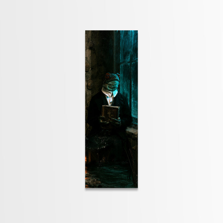 The River Chapel Creature, Victorian Creature Portrait, Tall Narrow Canvas Print, Classic Halloween Decor, Classic Monster Art