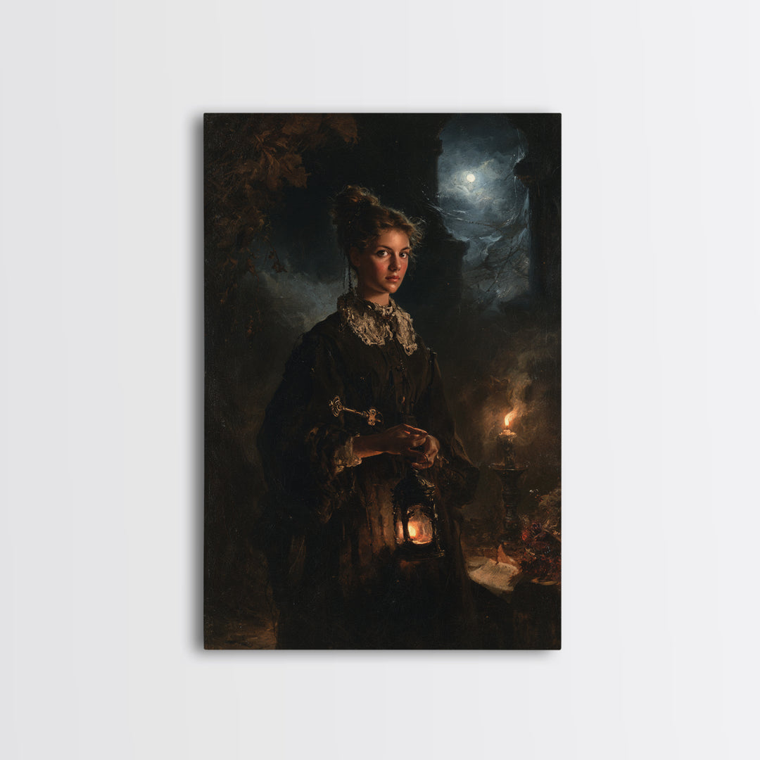 The Grave-Robber’s Daughter, Gothic Victorian Portrait, Vertical Canvas Print, Dark Academia Decor, Classic Monster Art