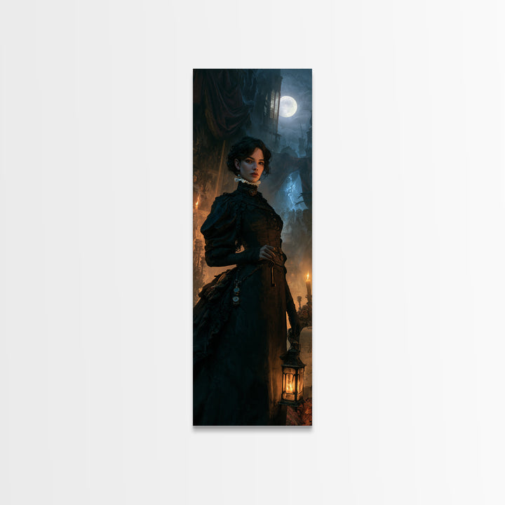 The Grave-Robber’s Daughter, Gothic Victorian Portrait, Tall Narrow Canvas Print, Macabre Home Decor, Classic Monster Art