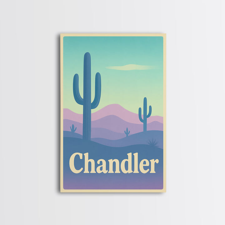 Chandler Travel Poster, Canvas Print, Pastel Retro Travel Art, Chandler Art Print, Mid Century Wall Art, Vintage City Poster, Art Print