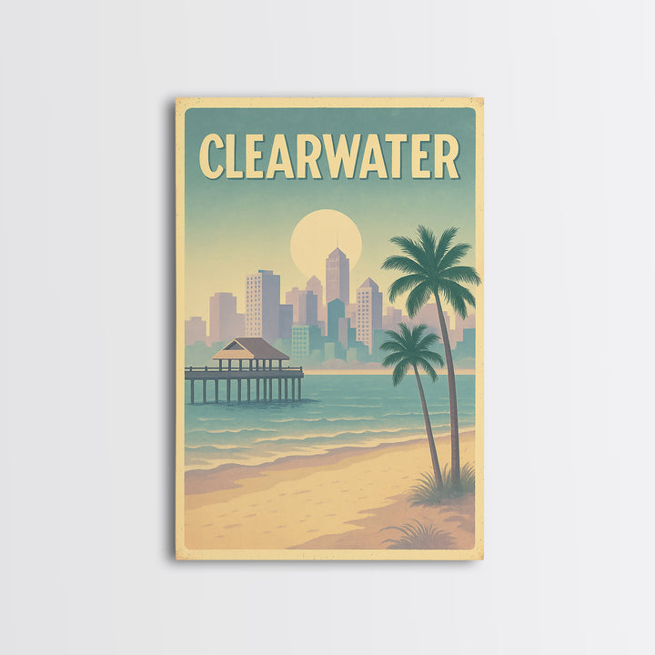 Clearwater Florida Travel Poster, Canvas Print, Dreamy Skyline Poster Art, Clearwater Art Print, Travel Wall Art, City Poster, Wall Art