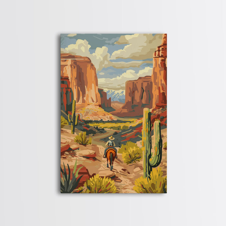 Colorful Western Cowboy Boots with Floral Design - Framed Canvas Print, Rustic Wall Art, Western Boot Decor for Living Room