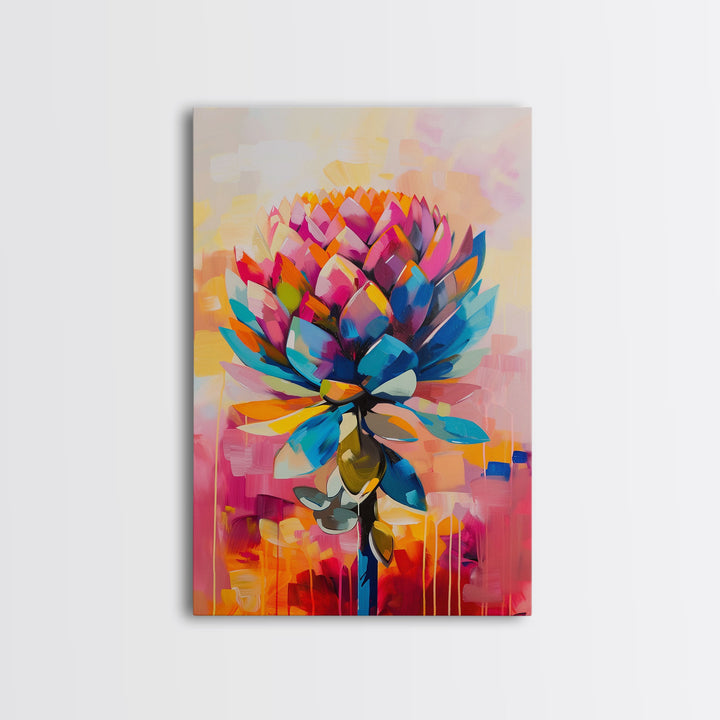 Colorful Rooster Art Framed Canvas Print - Farmhouse Wall Art, Living Room Decor, Vibrant Animal Art for Home Decoration