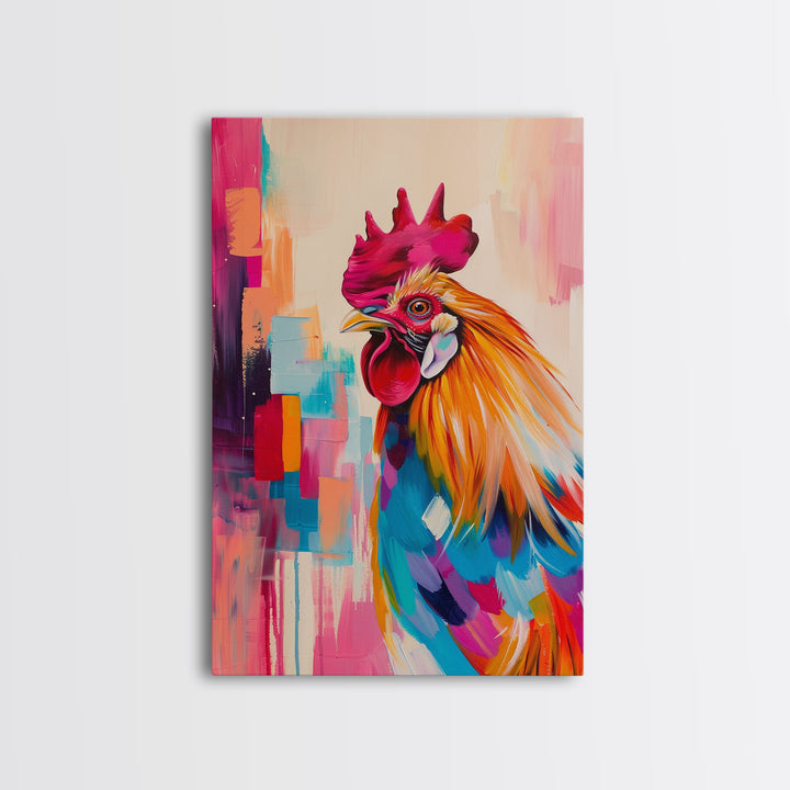Bright Abstract Floral Framed Canvas Print - Modern Wall Art, Living Room Decor, Colorful Flower Art for Bedroom, Home Decoration