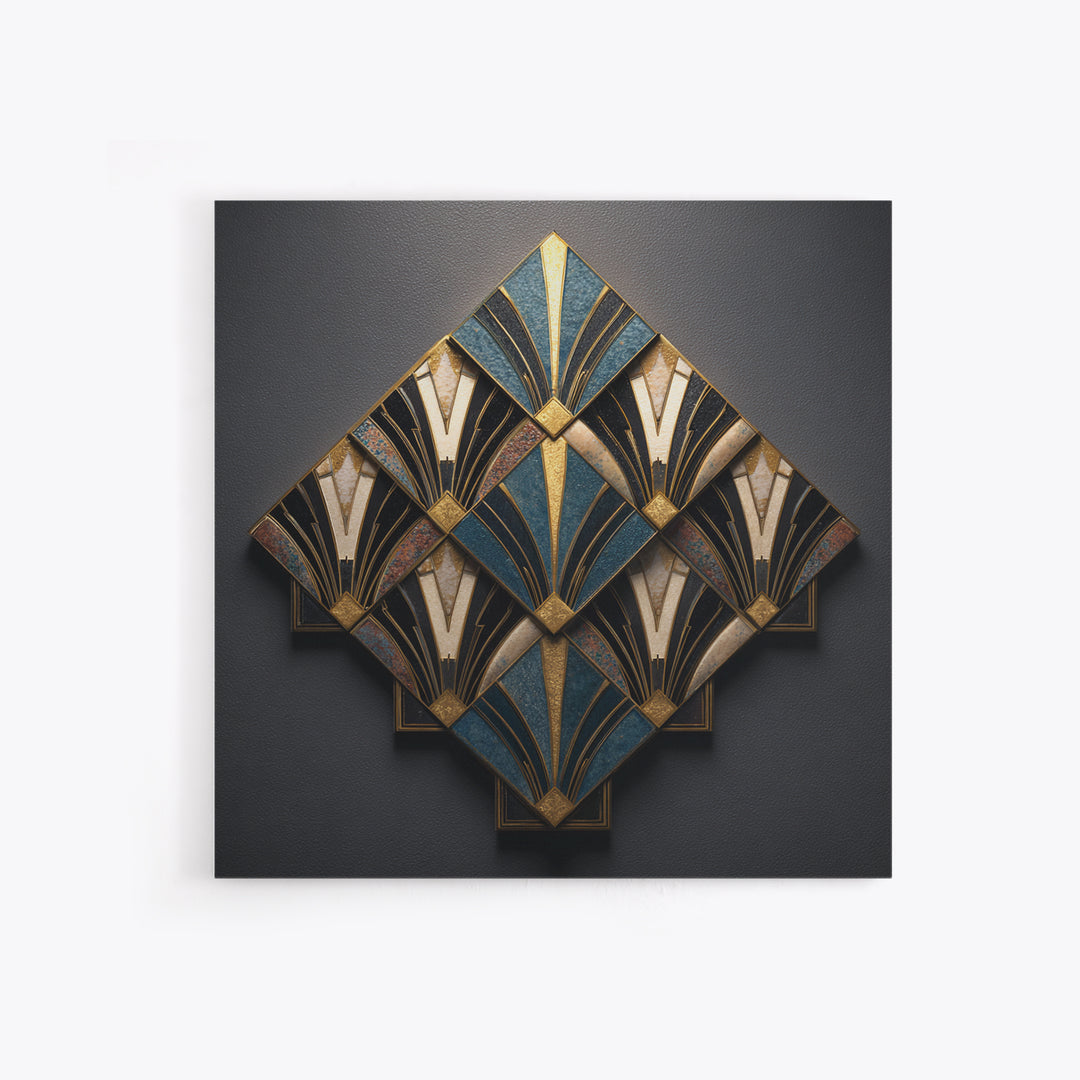 Art Deco Gold Fan Pattern Canvas Print, Wall Art, Painting, Living Room Decor, Fine Art, Wall Hanging, Home Decor Gift, WAL-1x1-20