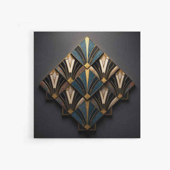 Art Deco Gold Fan Pattern Canvas Print, Wall Art, Painting, Living Room Decor, Fine Art, Wall Hanging, Home Decor Gift, WAL-1x1-20