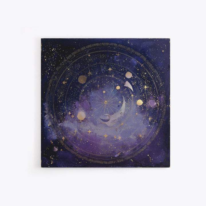 Celestial Moon and Stars Artwork Framed Canvas Print, Wall Art, Gallery Decor, Living Room Decor, Fine Art, Home Decor, WAL-1x1-38