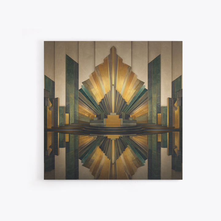 Art Deco Gold Fan Pattern Framed Canvas Print, Wall Art, Wall Art Prints, Living Room Decor, Fine Art, Abstract Art, WAL-1x1-44