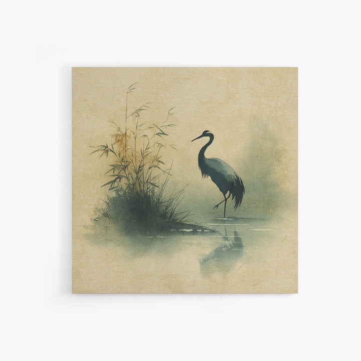 Monochrome Ink Crane Composition Framed Canvas Print, Wall Art, Wood Wall Art, Living Room Decor, Abstract Art, WAL-1x1-72