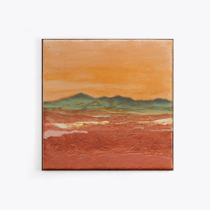 Desert Landscape in Warm Terracotta Tones Framed Canvas Print, Wall Art, Boho Decor, Living Room Decor, Fine Art, WAL-1x1-79