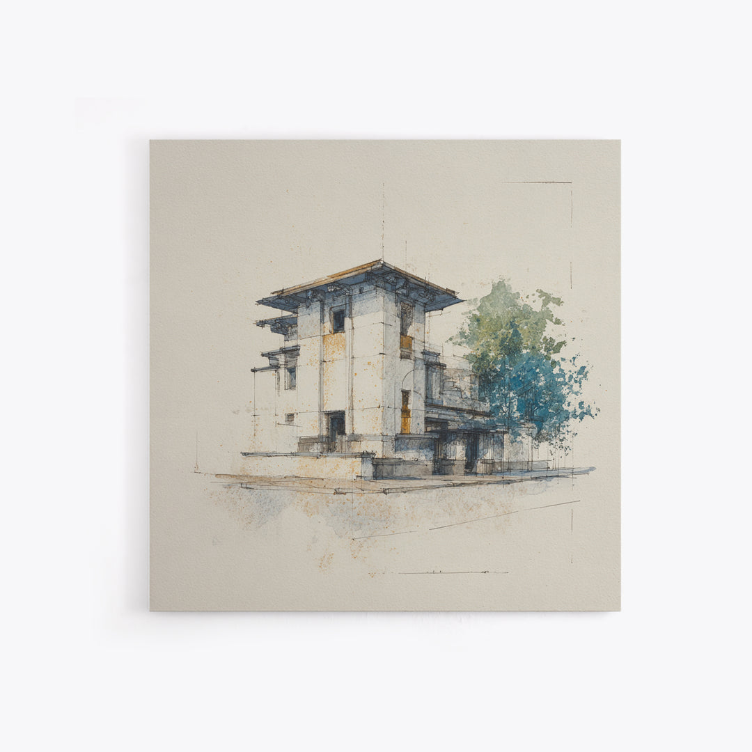 Black and White Architectural Study Framed Canvas Print, Wall Art, Fine Art Print, Living Room Decor, Fine Art, WAL-1x1-80