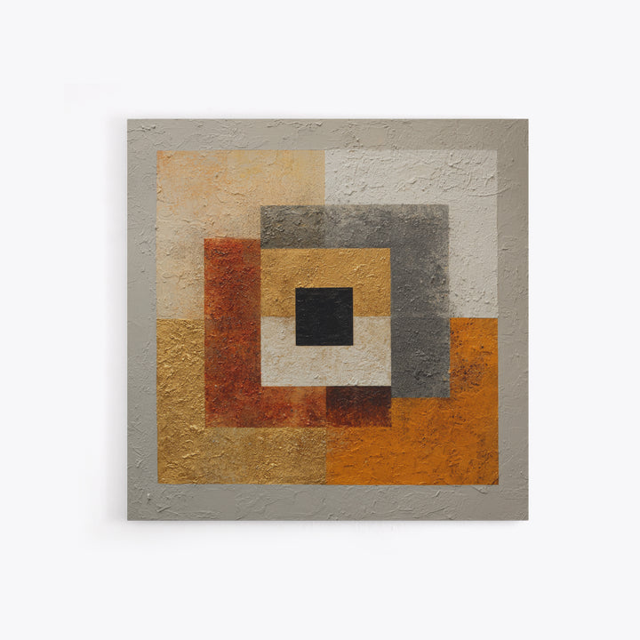 Mid Century Color Block Composition Framed Canvas Print, Wall Art, Wood Wall Art, Living Room Decor, Abstract Art, WAL-1x1-84