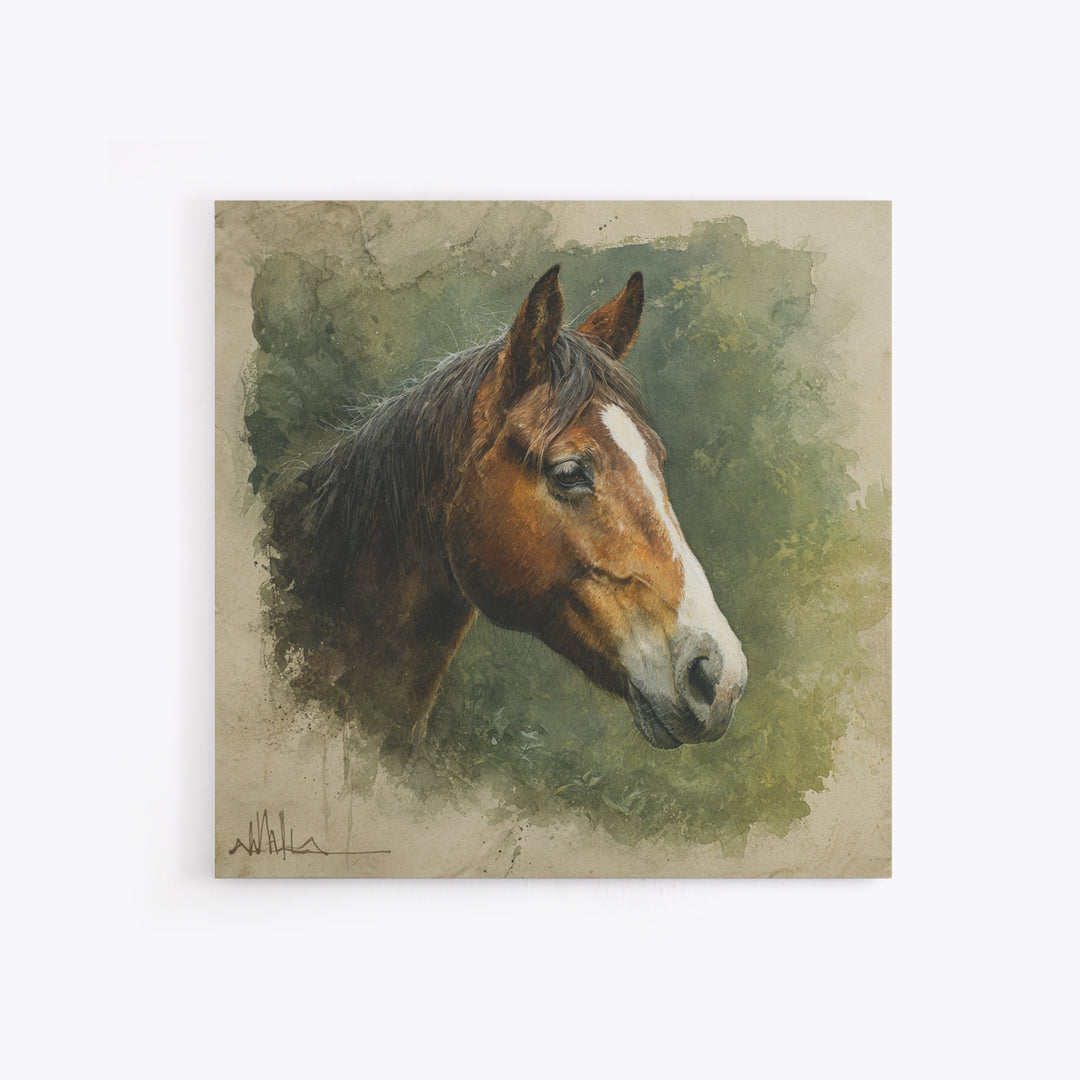 Wild Horse Portrait Canvas Print, Wall Art, Minimalist Decor, Living Room Decor, Fine Art, Wall Art Prints, Mid Century Modern, WAL-1x1-85