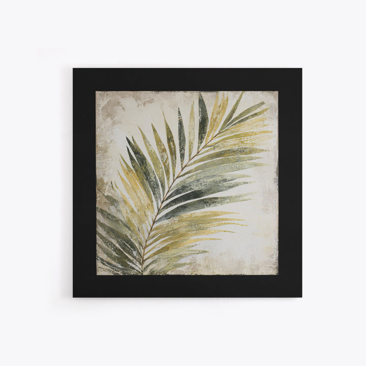 Tropical Palm Leaf Painting Framed Canvas Print, Wall Art, Minimalist Decor, Living Room Decor, Oil Painting, WAL-1x1-88