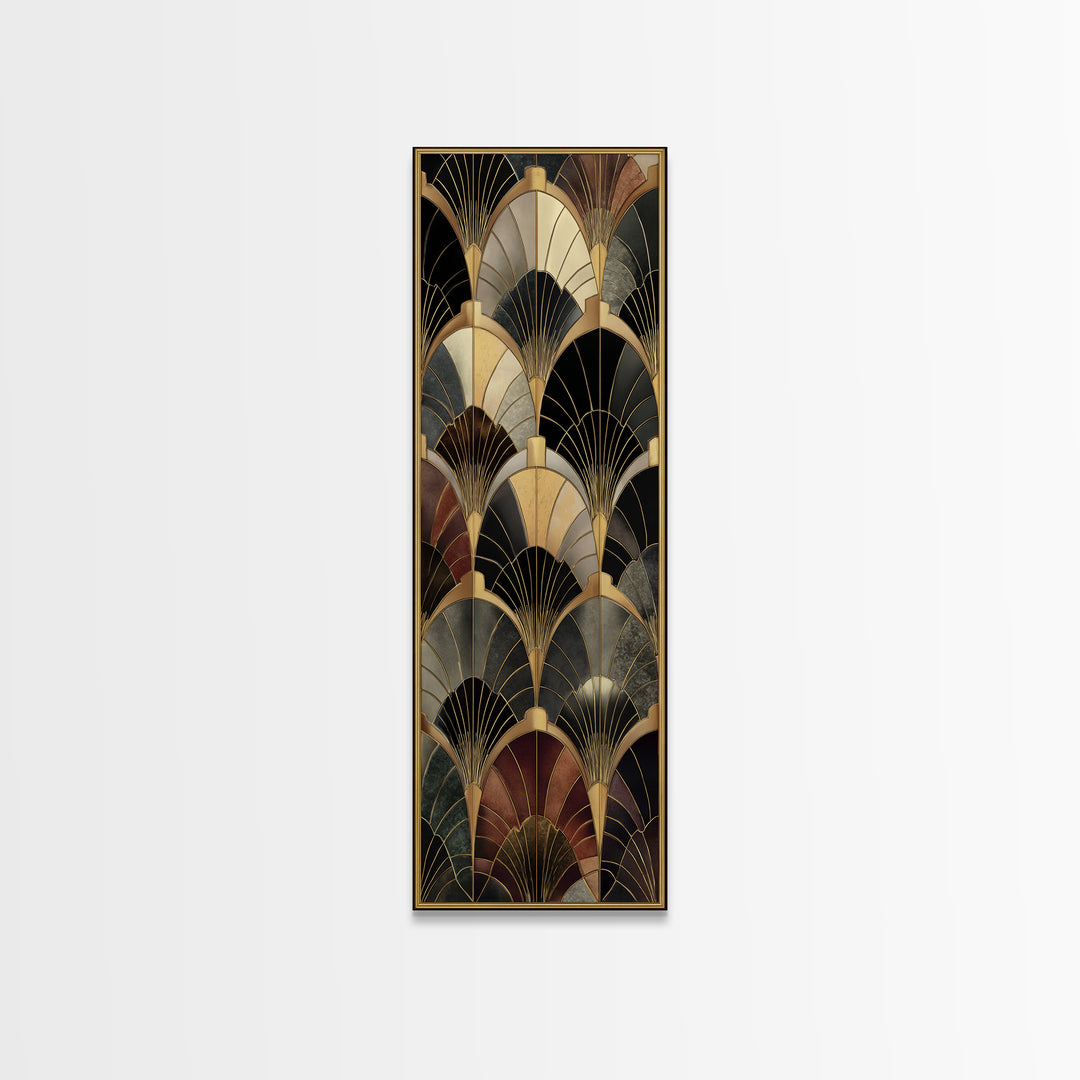 Art Deco Gold Fan Pattern Canvas Print, Wall Art, Painting, Living Room Decor, Fine Art, Wall Hanging, Home Decor Gift, WAL-1x3-32