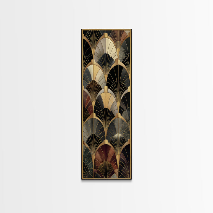 Art Deco Gold Fan Pattern Canvas Print, Wall Art, Painting, Living Room Decor, Fine Art, Wall Hanging, Home Decor Gift, WAL-1x3-32