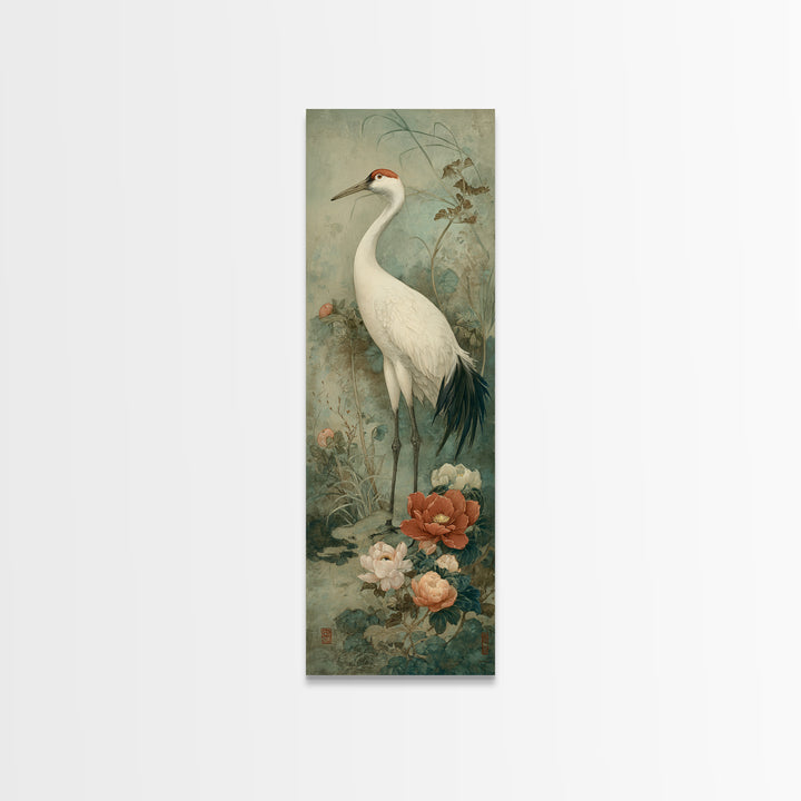 Monochrome Ink Crane Composition Framed Canvas Print, Wall Art, Art Print, Living Room Decor, Fine Art, Wall Hanging, WAL-1x3-36