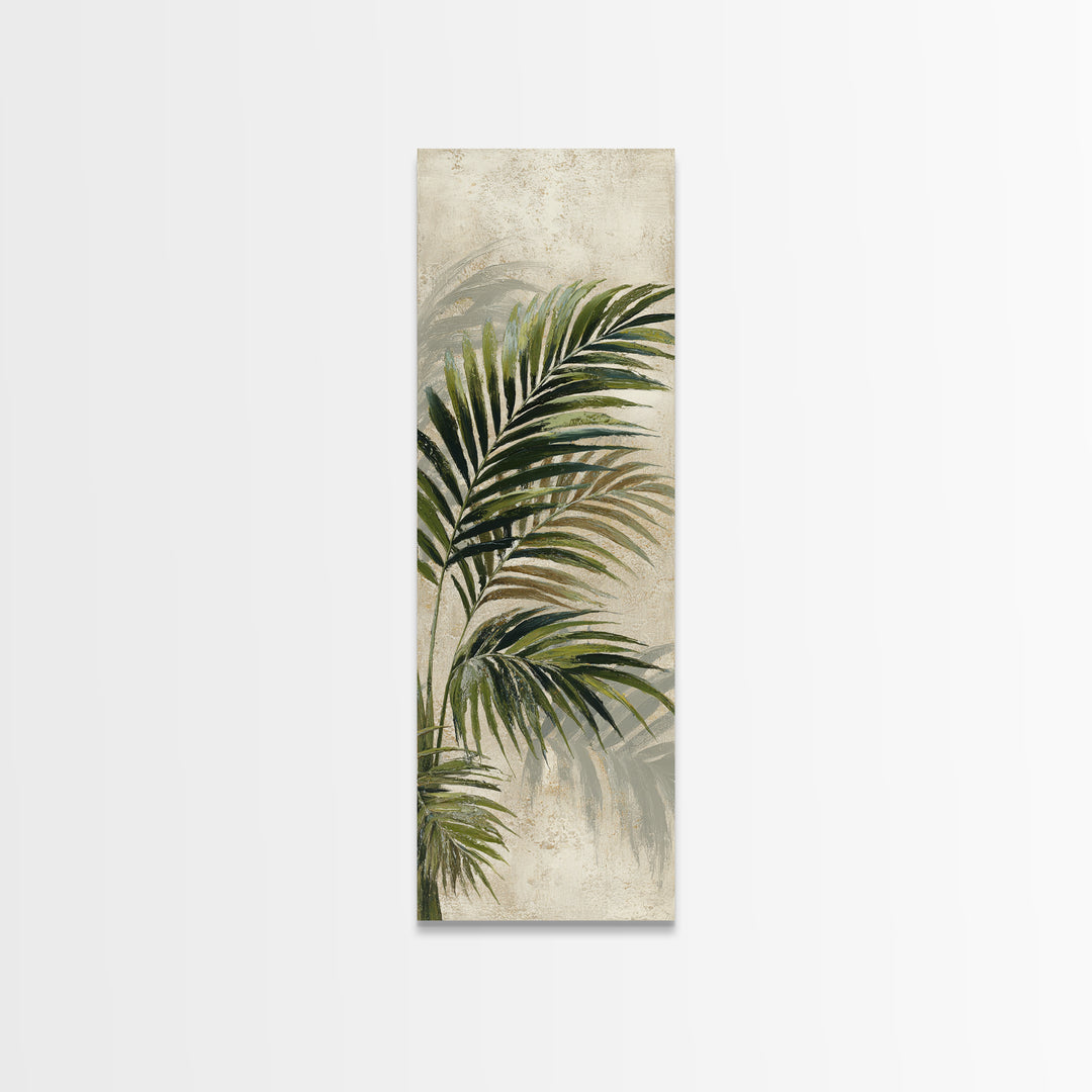Tropical Palm Leaf Painting Framed Canvas Print, Wall Art, Minimalist Decor, Living Room Decor, Oil Painting, WAL-1x3-4