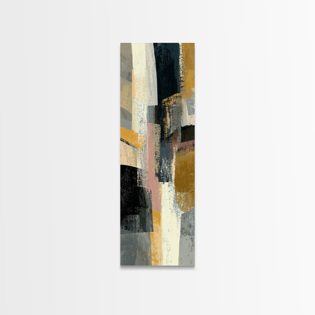 Statement Abstract with Bold Layered Brushwork Framed Canvas Print, Wall Art, Wall Decor, Living Room Decor, Abstract Art, WAL-1x3-61