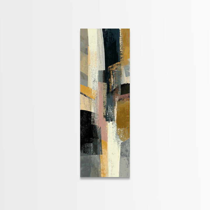 Statement Abstract with Bold Layered Brushwork Framed Canvas Print, Wall Art, Wall Decor, Living Room Decor, Abstract Art, WAL-1x3-61