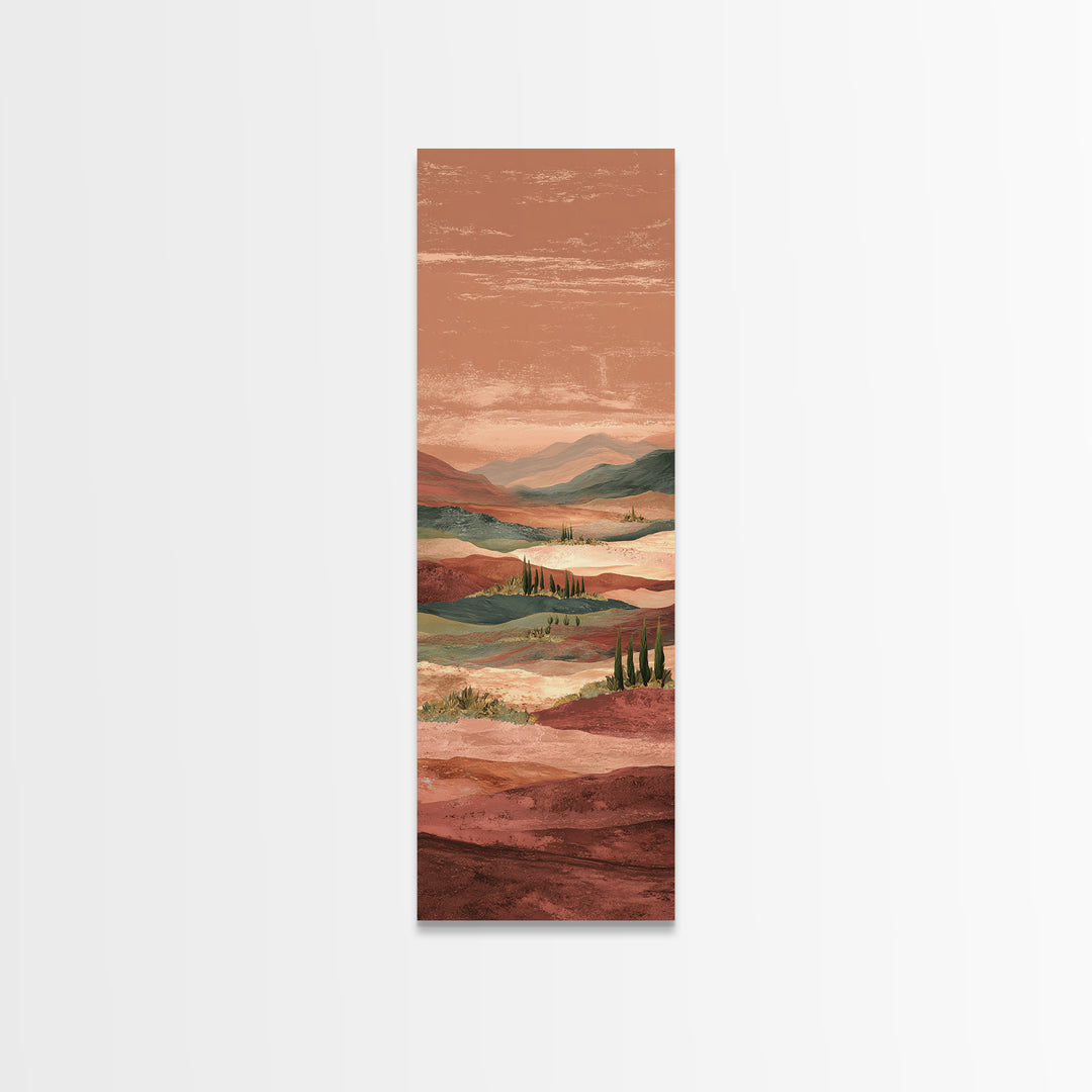 Desert Landscape in Warm Terracotta Tones Canvas Print, Wall Art, Abstract Wall Art, Living Room Decor, Watercolor Art, WAL-1x3-67