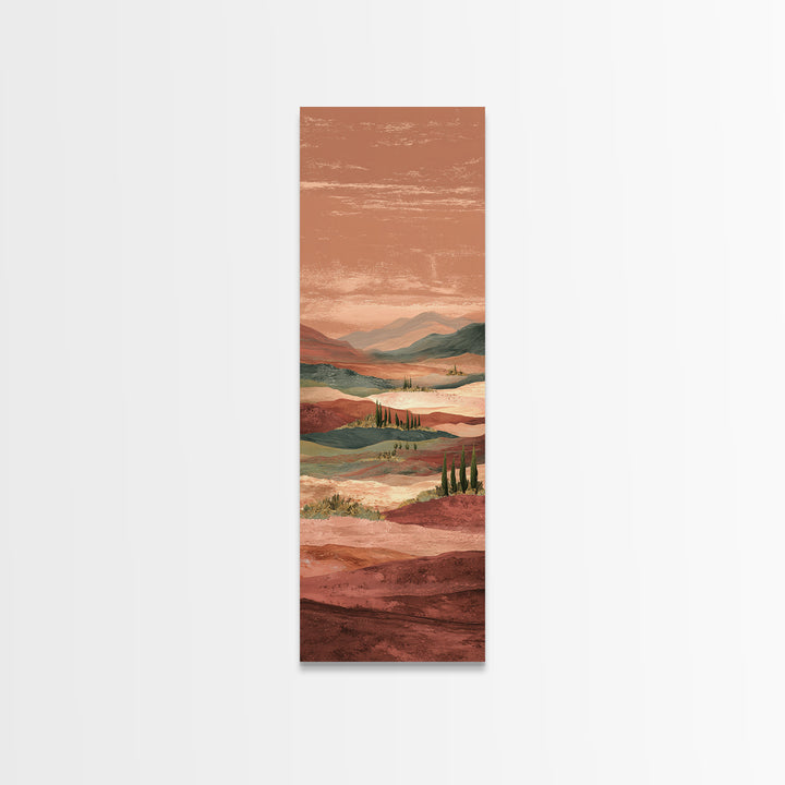 Desert Landscape in Warm Terracotta Tones Canvas Print, Wall Art, Abstract Wall Art, Living Room Decor, Watercolor Art, WAL-1x3-67