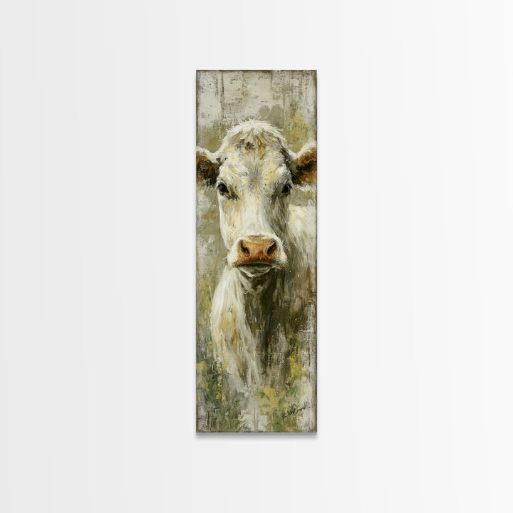 Rustic Farmhouse Cow Portrait Canvas Print, Wall Art, Canvas, Living Room Decor, Oil Painting, Canvas Wall Art, WAL-1x3-7