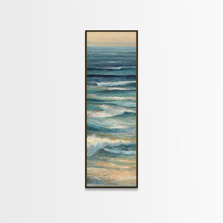 Coastal Aerial Water Study Framed Canvas Print, Wall Art, Gallery Decor, Living Room Decor, Fine Art, Home Decor, WAL-1x3-71