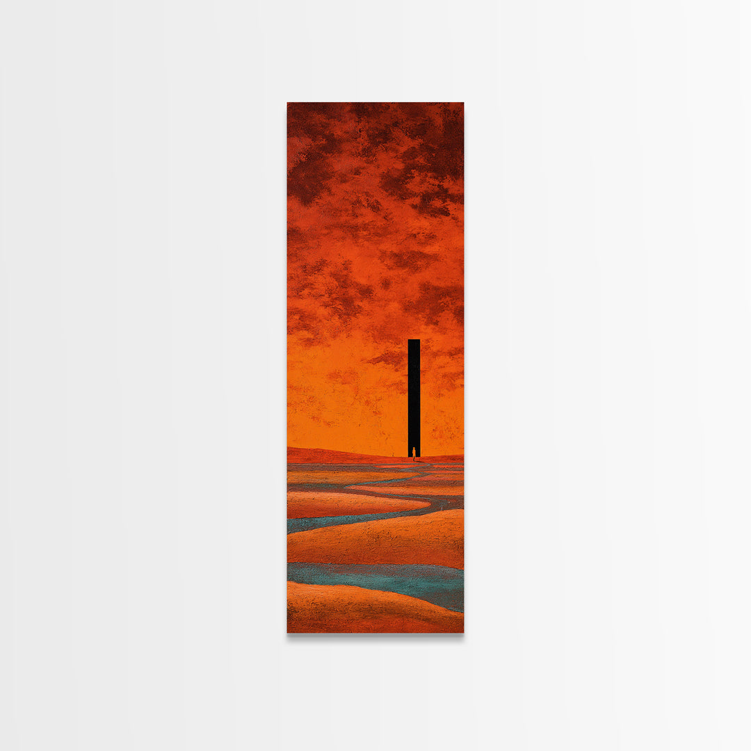 Desert Landscape in Warm Terracotta Tones Framed Canvas Print, Wall Art, Boho Decor, Living Room Decor, Fine Art, WAL-1x3-91
