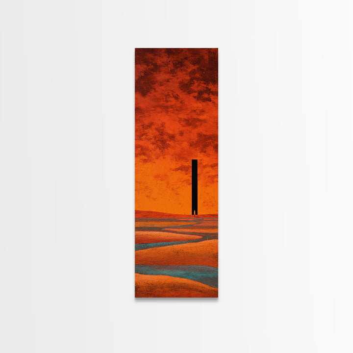Desert Landscape in Warm Terracotta Tones Framed Canvas Print, Wall Art, Boho Decor, Living Room Decor, Fine Art, WAL-1x3-91