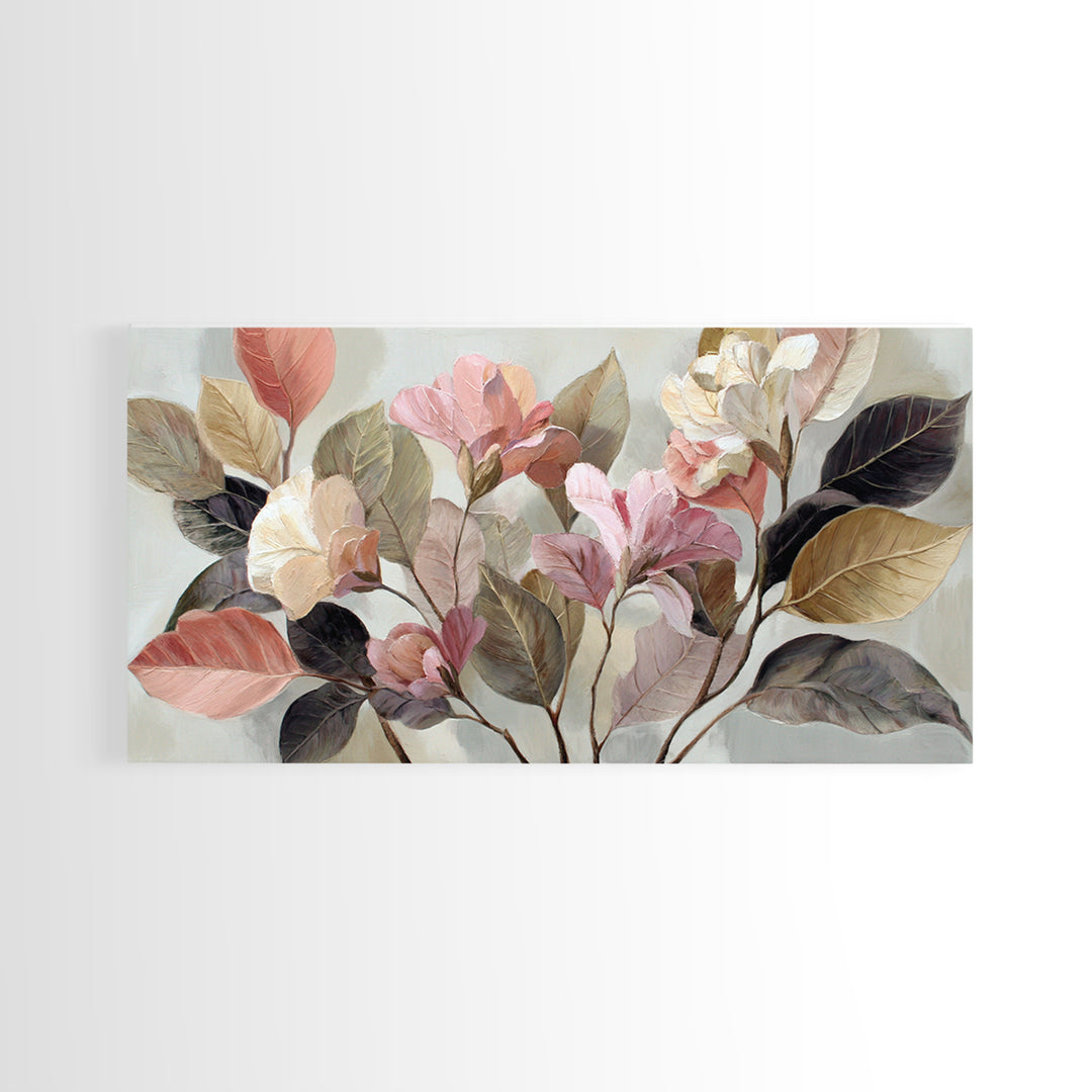 Large Botanical Print Canvas Print, Wall Art, Textured Painting, Living Room Decor, Fine Art, Wall Hangings, WAL-2x1-22