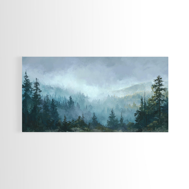 Moody Forest Landscape Framed Canvas Print, Wall Art, Minimalist Decor, Living Room Decor, Oil Painting, Wall Art Prints, WAL-2x1-30