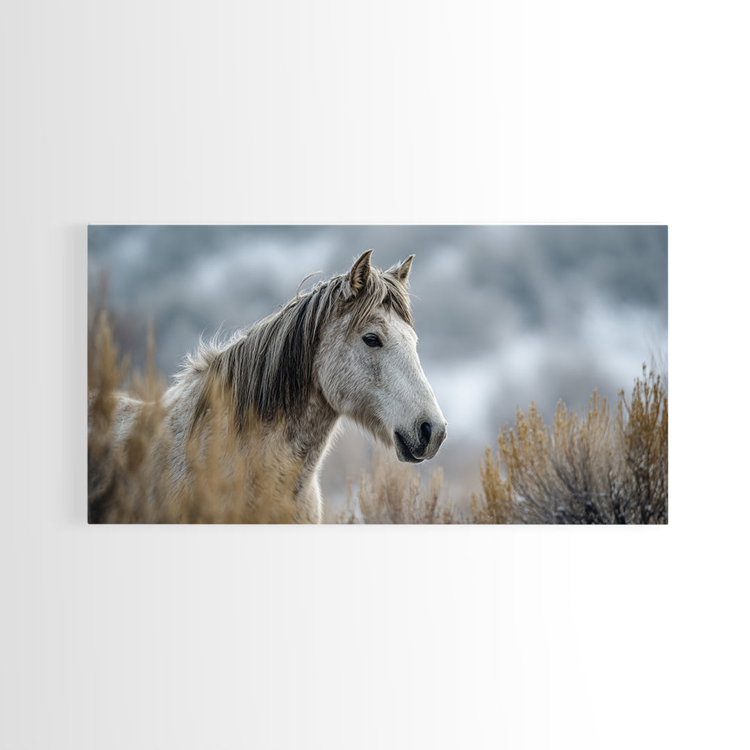 Wild Horse Portrait Framed Canvas Print, Wall Art, Wall Decor, Living Room Decor, Fine Art, Large Wall Art, Art Deco, WAL-2x1-33