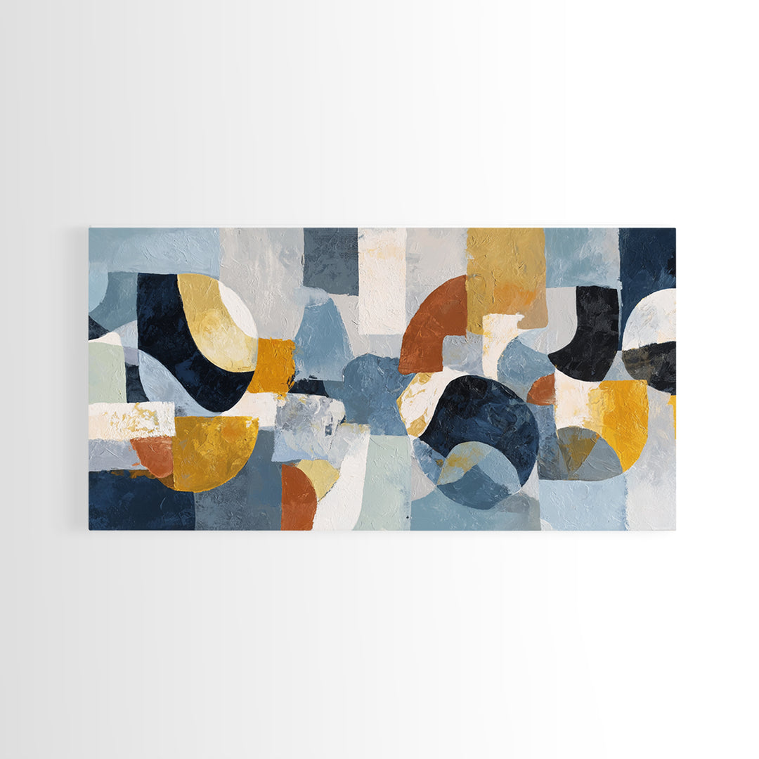 Statement Abstract with Bold Layered Brushwork Framed Canvas Print, Wall Art, Metal Wall Art, Living Room Decor, Fine Art, WAL-2x1-45