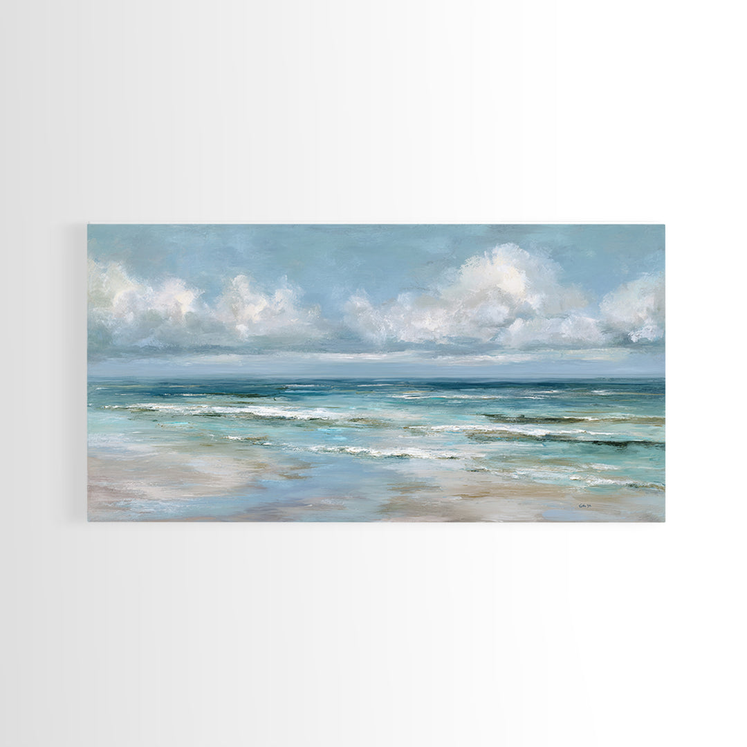 Classic Seascape with Dramatic Clouds Canvas Print, Wall Art, Wall Art for Mom, Living Room Decor, Oil Painting, WAL-2x1-47