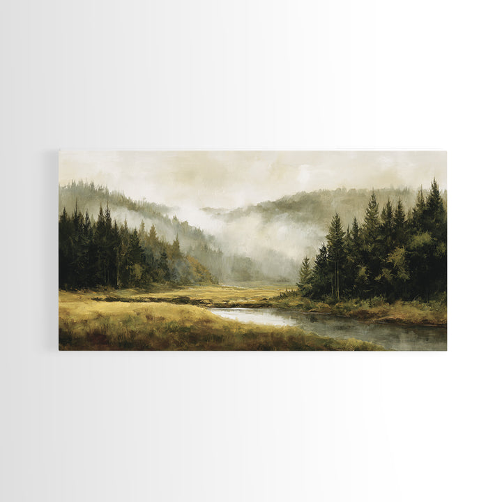 Moody Forest Landscape Canvas Print, Wall Art, Wall Decor, Living Room Decor, Fine Art, Large Wall Art, Art Deco, WAL-2x1-54