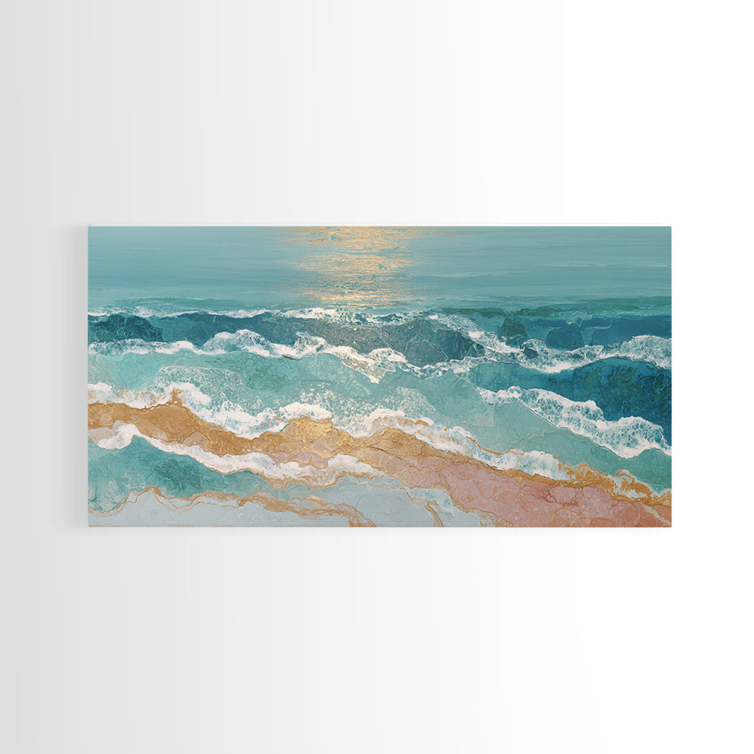 Coastal Aerial Water Study Framed Canvas Print, Wall Art, Large Wall Art, Living Room Decor, Fine Art, Abstract Wall Art, WAL-2x1-55