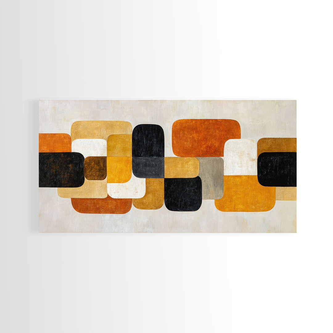 Mid Century Color Block Composition Framed Canvas Print, Wall Art, Art Print, Living Room Decor, Fine Art, Wall Hanging, WAL-2x1-56